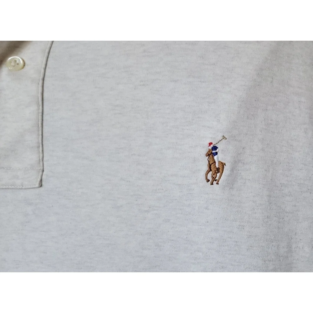 Ralph Lauren Men's Beige Long‎ Tail Short Sleeve Polo Shirt Size 2XB BIG